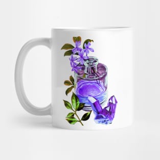 Flowers in a glass bottle and quartz - Artwork Mug